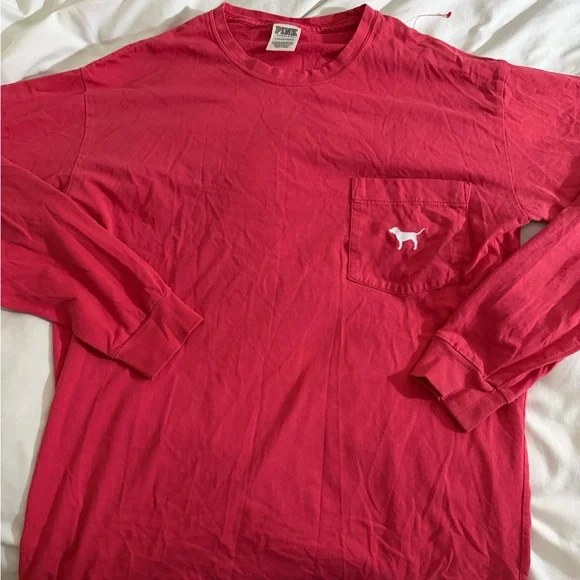 PINK Victoria's Secret Red Long Sleeve Tee - Picture 1 of 3